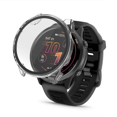 For Garmin Forerunner 570 42mm Protective Case Hard PC Watch Frame with Tempered Glass Film
