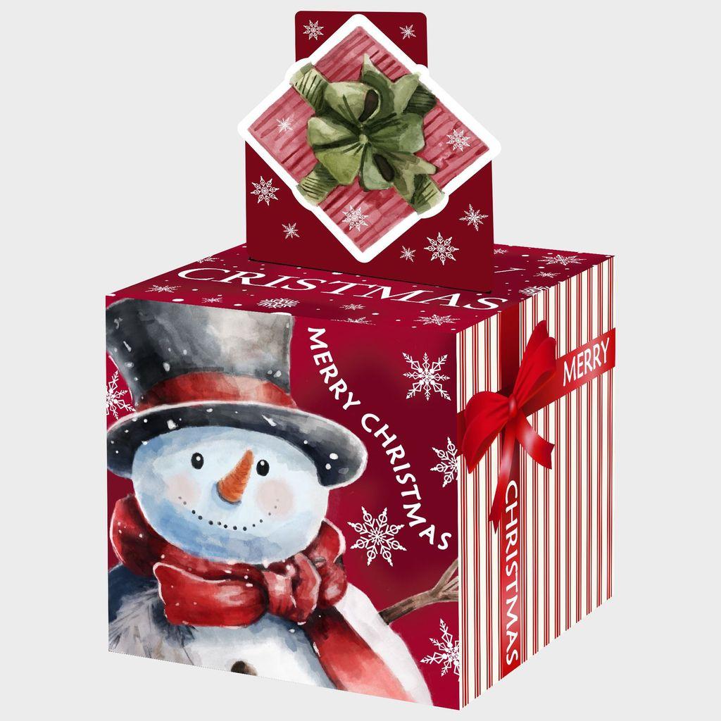 Red Snowman Pattern Christmas Celebration Decor Prop Paper Money Box Gift Box