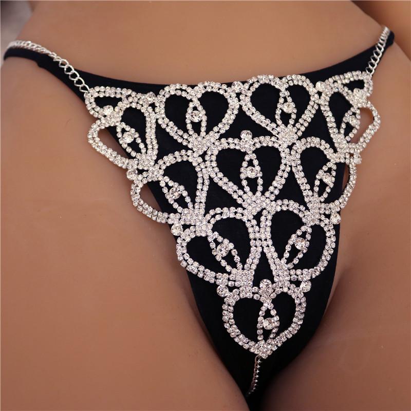 Accessories Rhinestone Claw Chain Body Chain Heart-Shaped Sexy Bikini Diamond Panties Body Chain Direct