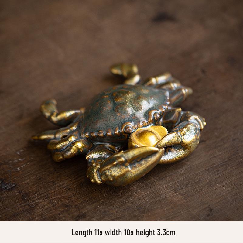 

Ретро Стиль Зеленый Керамический Краб Чайный Питомец Орнамент - Привлекающее Богатство Настольное Украшение