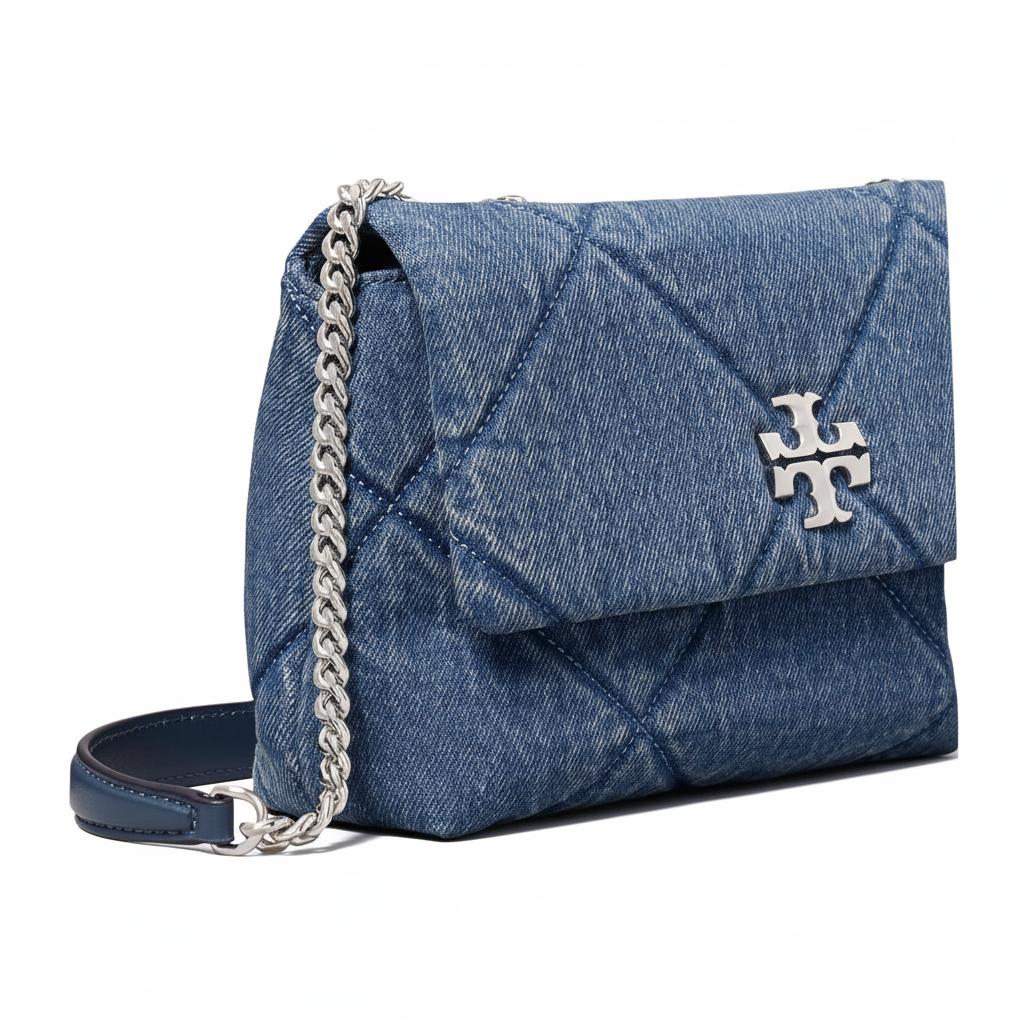 Tory Burch Kira Diamond Quilted Design Denim Shoulder Bag Small Women bags Blue 178637-401