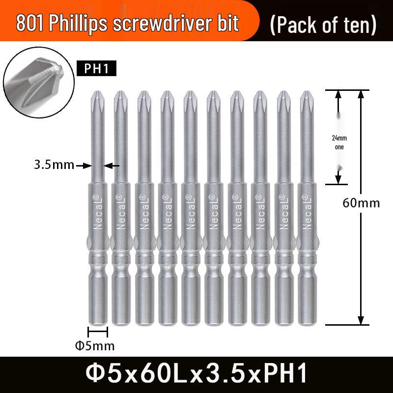 Nigao 801 Phillips Electric Screwdriver Bit, S2 Steel, Magnetic, 5mm Shank, 60mm/80mm Length