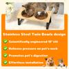 Elevated Cat Bowl Stand Anti Slip Bamboo Wood with 2 Stainless Steel Dish Water Feeding Rack Cat Food Dining Tables