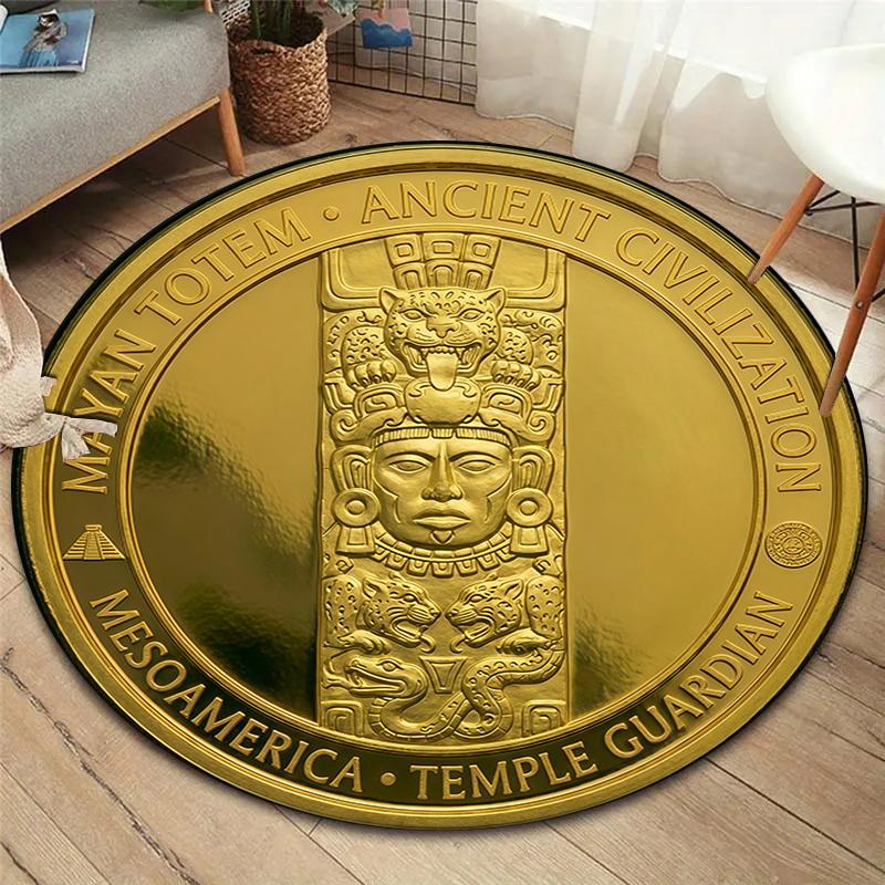 

Gold Coin Sphinx unicorn Round Area Rug,Carpet Rug for Living Room Bedroom Sofa Playroom Decor,Non-slip Floor Mat 80cmx80cm