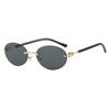 New Fashionable Frameless Cutting Edge Women'S Sunglasses Retro Neutral Elliptical Frame Uv400 Sunscreen Sunglasses