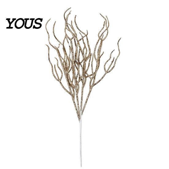 Seasonal Glitter Branch Artificial Christmas Tree Pick, Sparkling Faux for Party Dead Ornament, Curly Decorative Twigs Stick Stem Vase