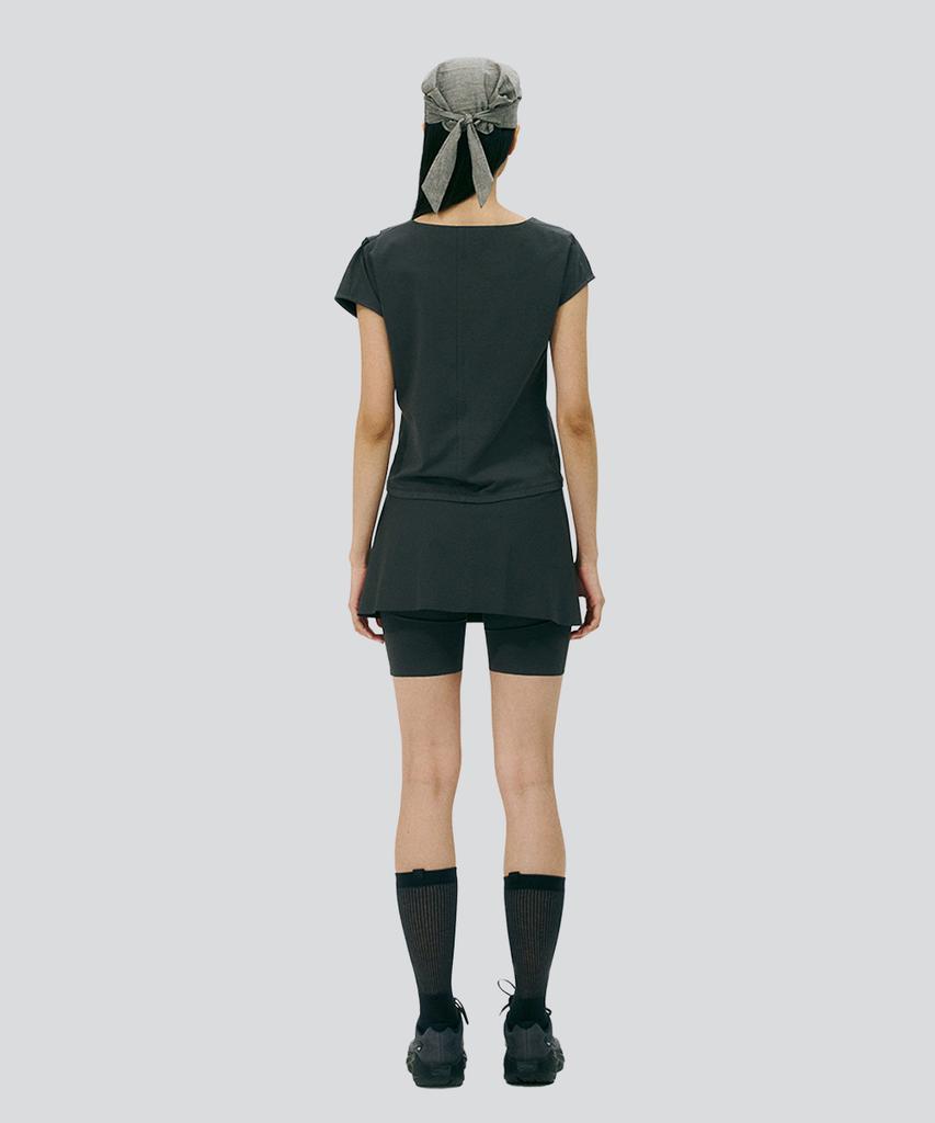 KALEG Transitional Pintuck Crewneck T-Shirt For Women (Dark Grey)
