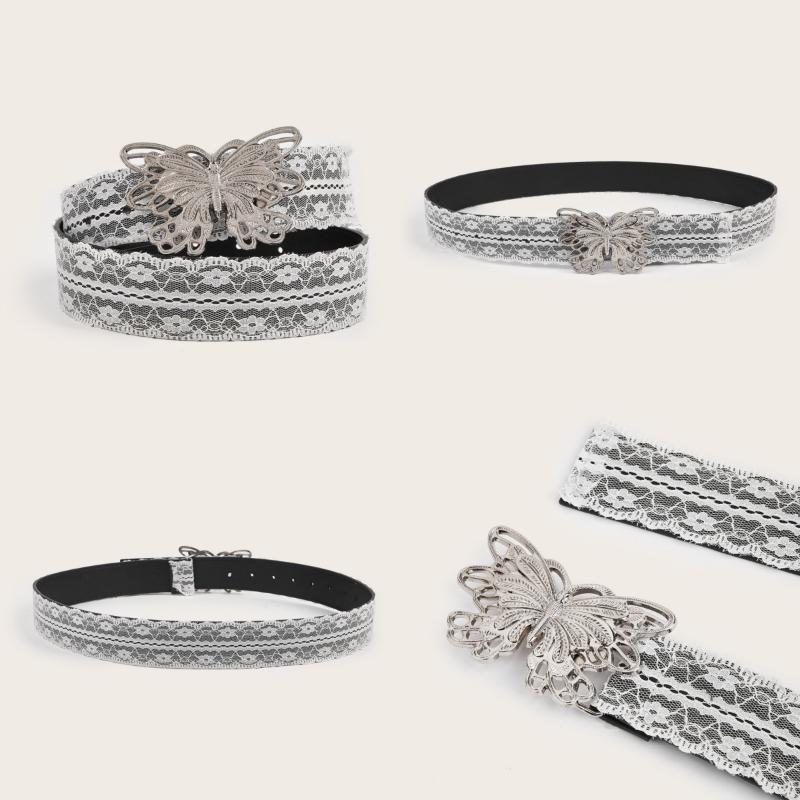 White Floral Lace Waist Belt Adjustable Sweet All-Match Waistband For Women Casual Waist Strap Decor Accessories Gifts