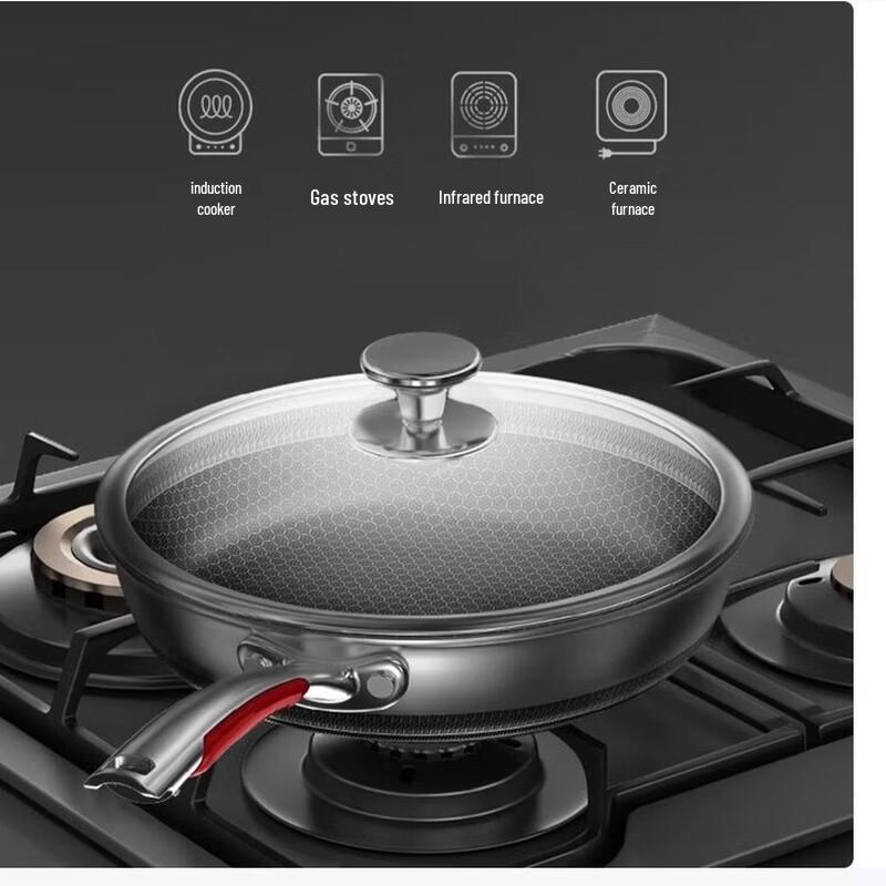 KOBACH 26cm 316L Stainless Steel Double Honeycomb Frying Pan