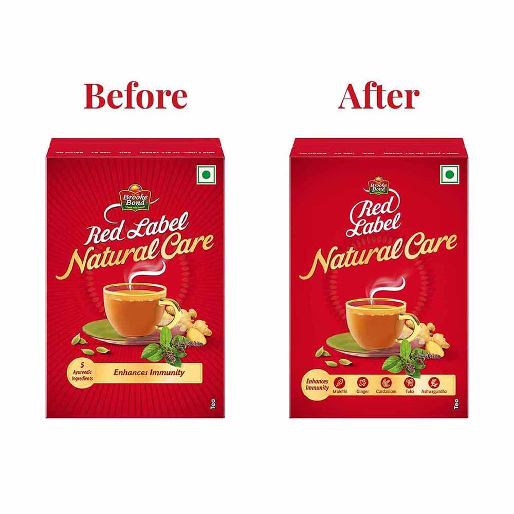 Red Label Natural Care Tea 500 Grams Pack of 1, Flavored Masala Herbal Chai for Daily Enjoyment
