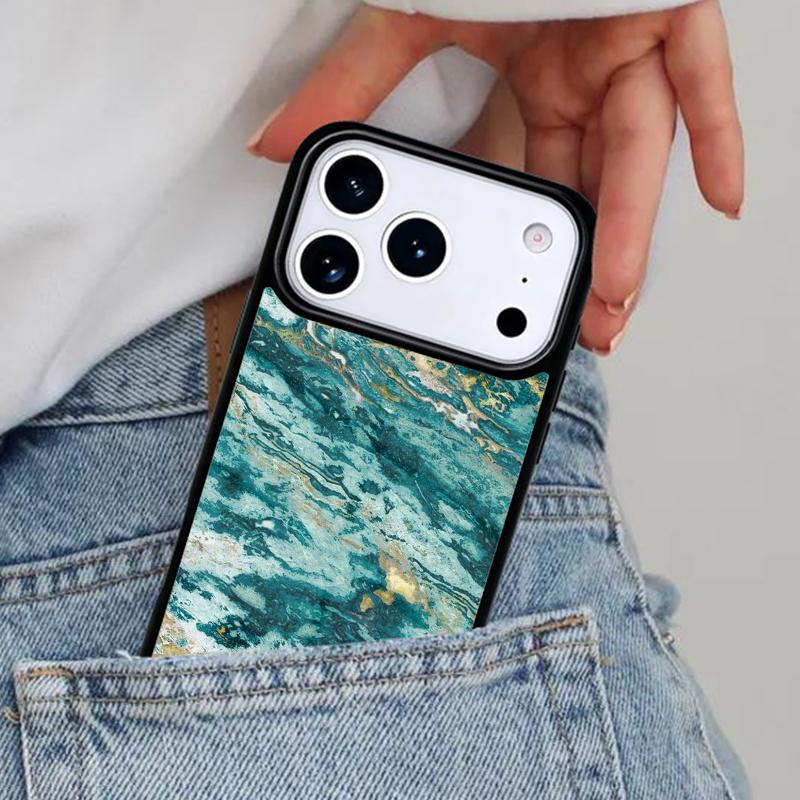 Turquoise Stone Marble Pattern Phone Case for iPhone 17ProMax 12 13 14 15 16e 17 Pro Max Plus Air Cover