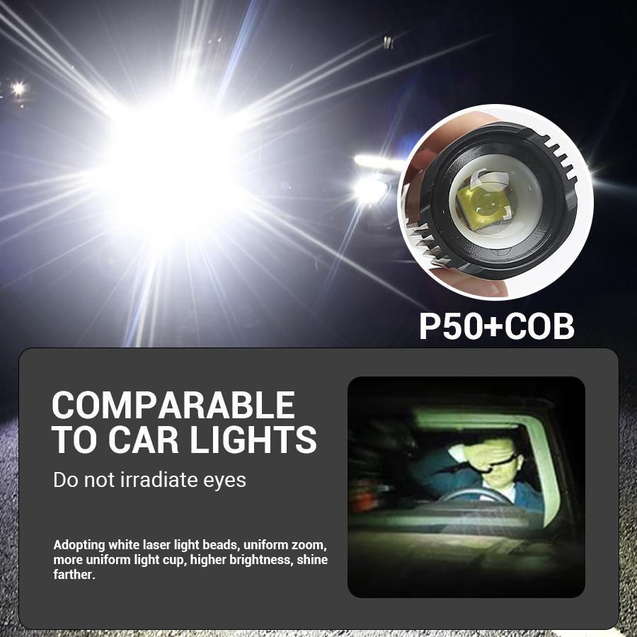 2000LM Super Bright P50 Flashlight USB Rechargeable Tactical Zoom Waterproof LED Torch Lamp Outdoor Camping Fishing Lantern