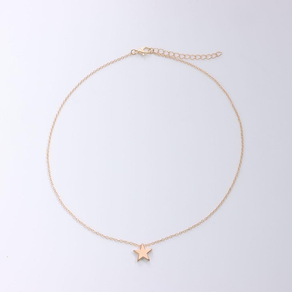 Europe, America, Fashionable Three-dimensional Smooth Five-pointed Star Pendant Necklace, Popular Temperament Simple Star Necklace