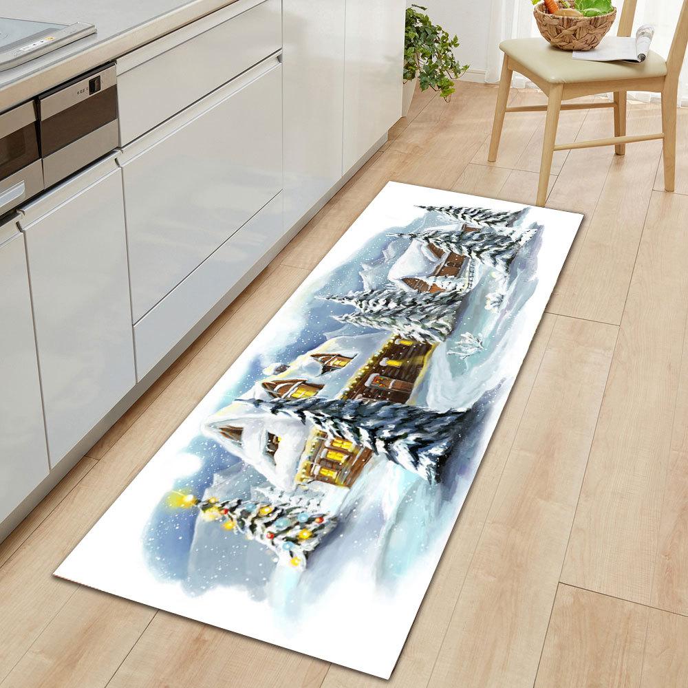 Modern Stylish Home Decor Entrance Runner Rug Winter Landscape Print Long Non-slip Hallway Floor Mat Bedroom Bedside Carpet