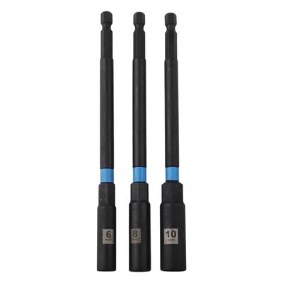150mm Hex Nut Driver Drill Bit Adapter Set 3PCS Socket Wrench Extensions for Automotive and Carpentry Projects