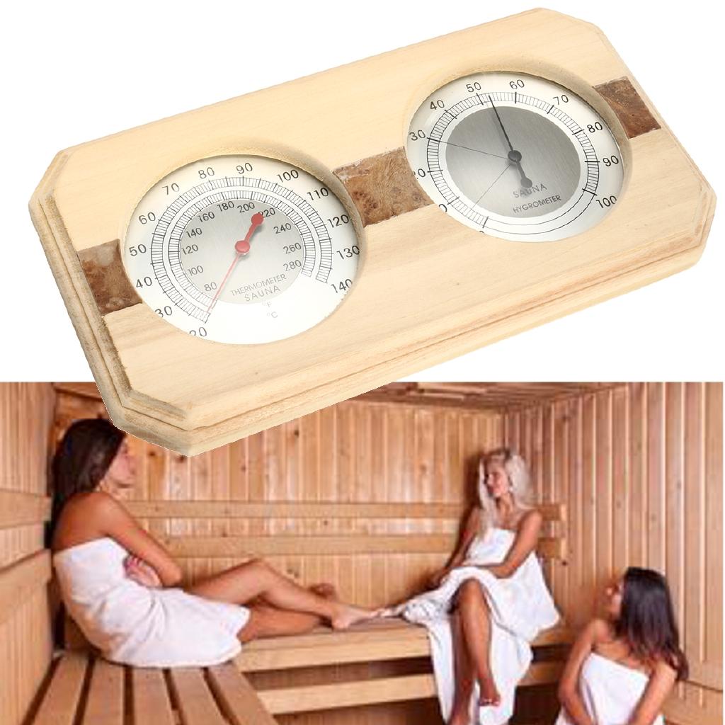 Thermometure Humidity Meter Bath & Sauna Sauna Thermometer Wooden Indoor/Outdoor Hygrometer Steam Wood Sauna Room
