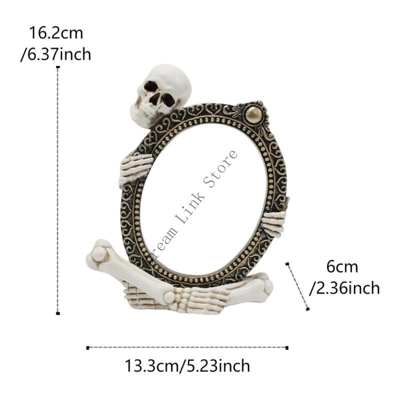 Resin Skeleton Picture Frame Ornament Realistic Gothic Decoration For Home Party Centerpieces Office Tabletop Display