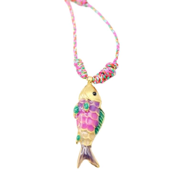 Stainless Steel Marine Fish Pendant Jewelry Multicolor Rope Chain Necklace Portable Designs