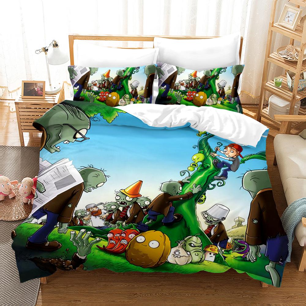 3D Printed Plant Zombie Bedding Set Boys Girls Twin Queen Size Duvet Cover Pillowcase Bed Kids Adult Fashion Home Textileextile