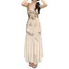 Summer Light Luxury Suspender Dress Women's Spring Waist and Thin Belly and Hip Long Dress Design Sense National Style Floral Skirt