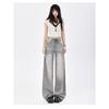American Retro Style Smoky Gray High-end Wide-leg Jeans for Women, 2026 New Model, Drapey, Loose, Straight-leg, Floor-length Pants
