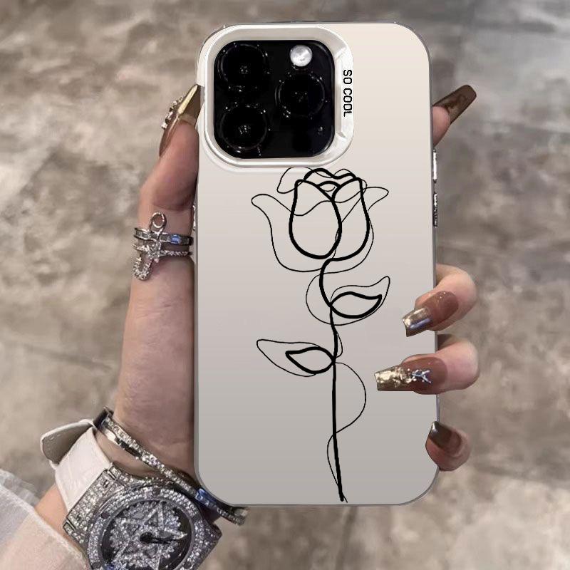 Black Rose with Butterflies Art Phone Case for iPhone 17 16 15 14 13 12 11 Series Pro Max Plus Double Layer Protection