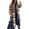 Giacca Calda Spessa a Quadri da Donna Larga Manica Lunga Lunghezza Media Cappotto Collo Abbinamento Colore Monopetto Tasche Streetwear Pendolarismo