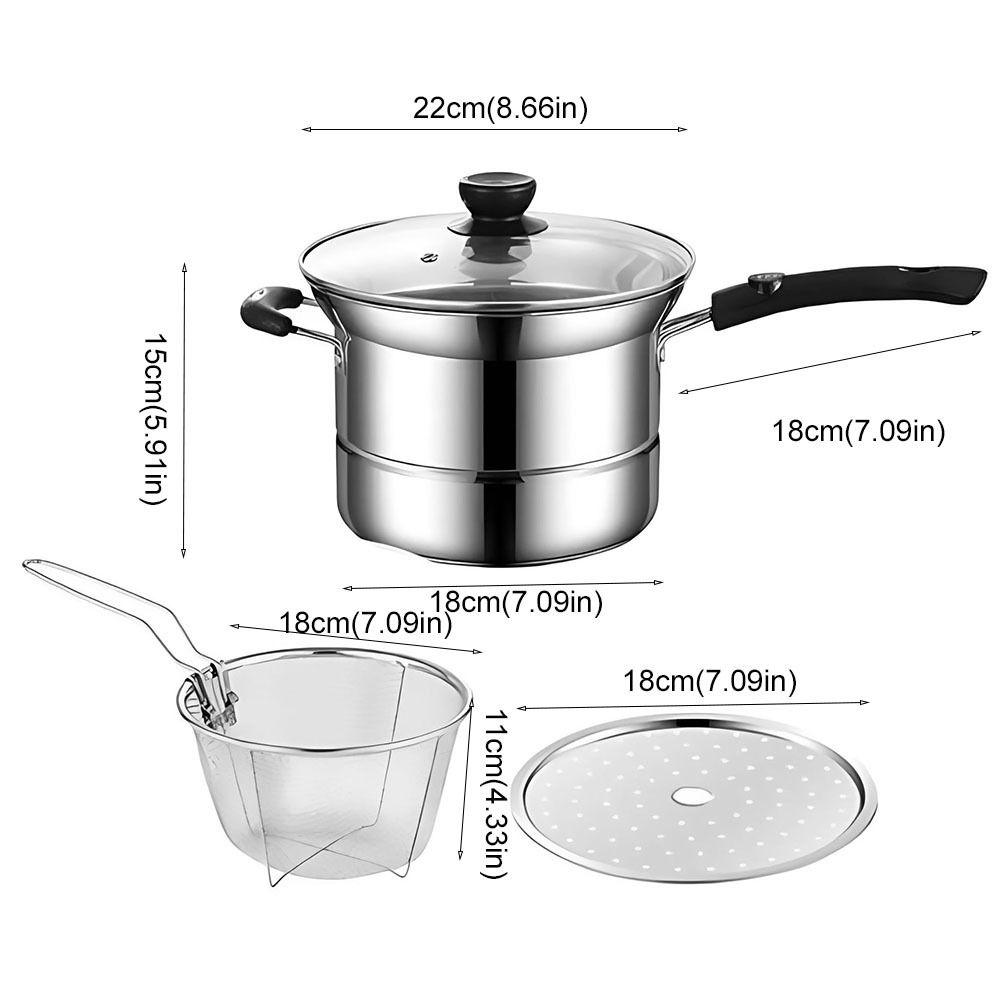 Visible Lid Deep Fryer Pot Stainless Steel Stockpot Multifunctional Pasta Pot  Tempura