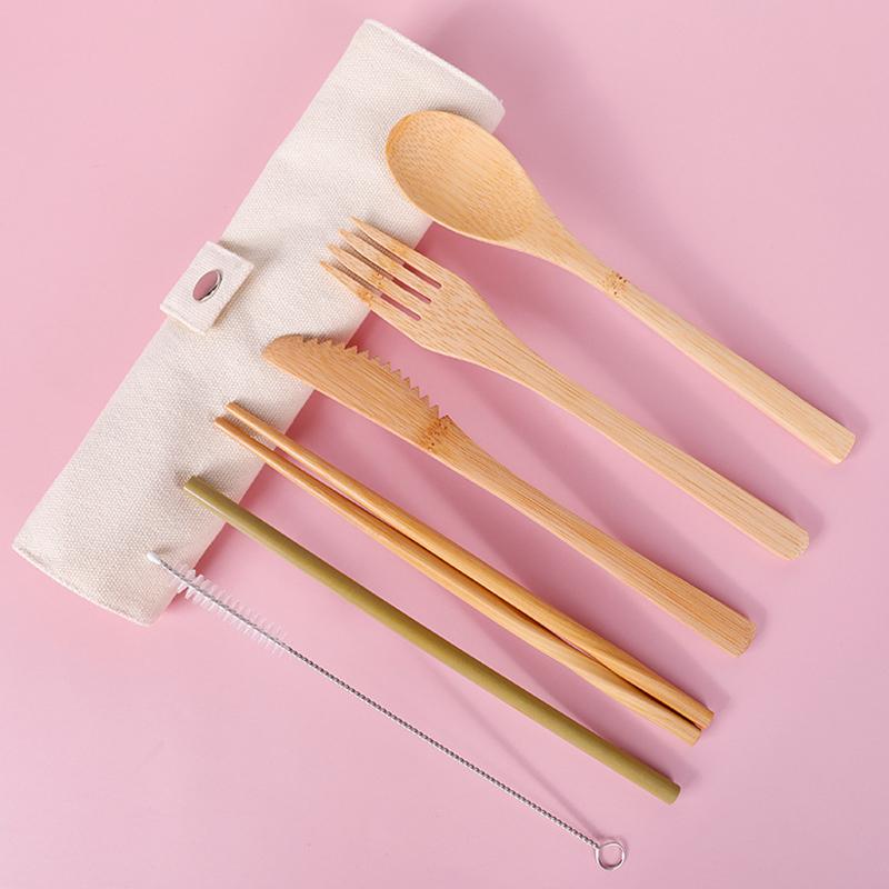 Wooden Spoons And Chopsticks Bamboo Cutlery Set Bamboo Knife Fork And Spoon Student Cutlery, Outdoor Wooden Portable Set