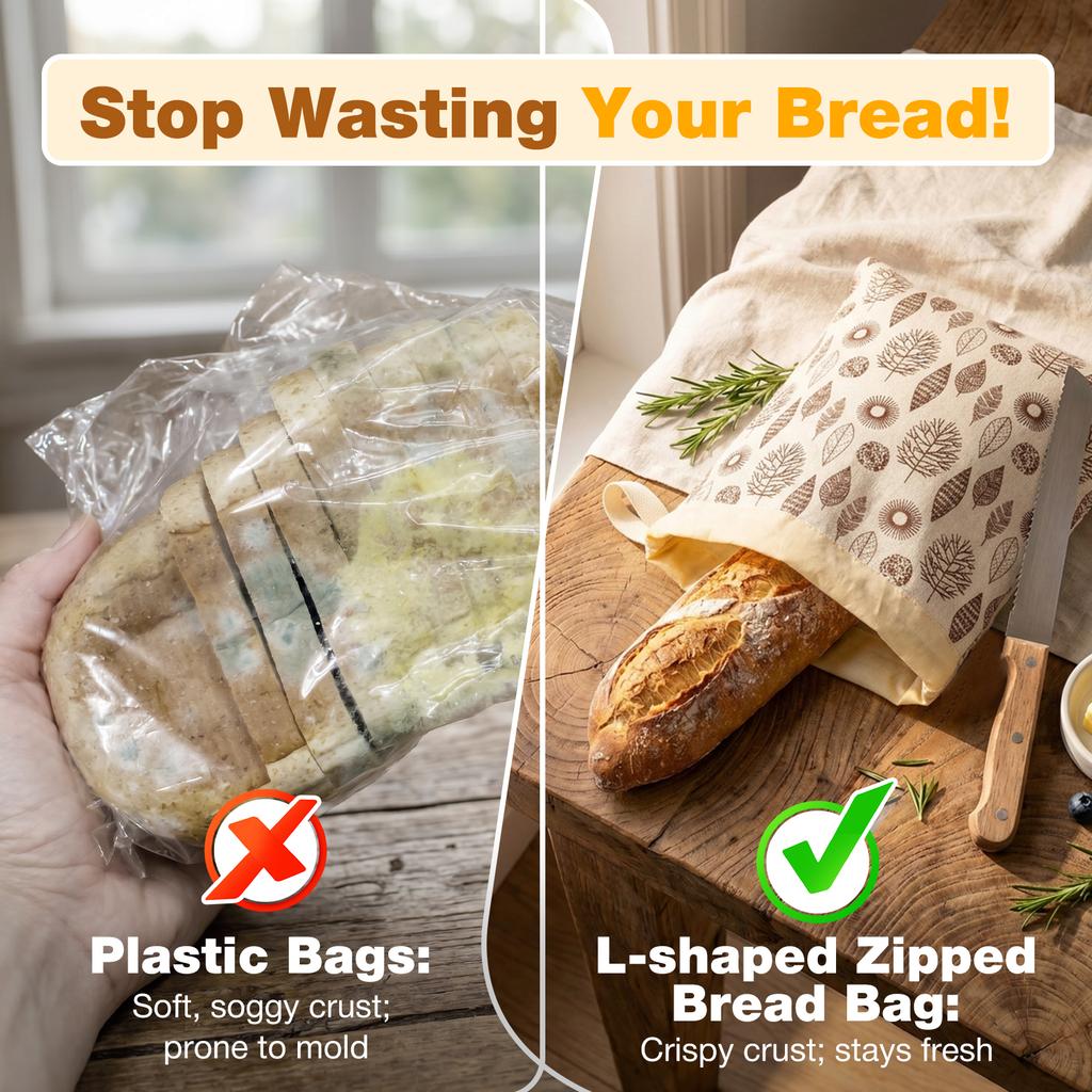 2Pcs Sourdough Bread Bags Reusable Beeswax Bread Bags Large Linen Homemade Bread Storage Bags Food Grade