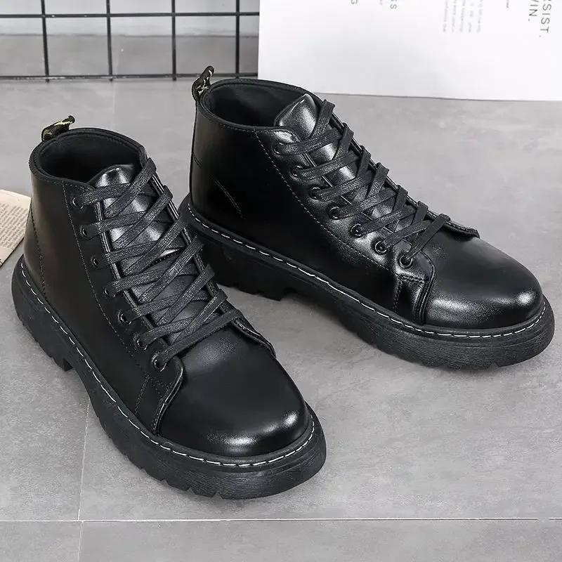 Fashion Men's Boots Lace Up Rubber Platform Non Slip Male Shoes Cheap Sale Hot Selling Low Price Y2k Casual Offer Footwear Trendy 2025