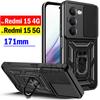 For Redmi 15 171mm Case Slide Camera Armor Ring Holder Kicktand Protection Phone Cover Capa Funda