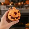 Festive Orange Green Ornament 3D Printed Skull Pumpkin Candle Holder, Hollow Design Durable PLA Halloween Figure Figurine, Multifunctional Ambient
