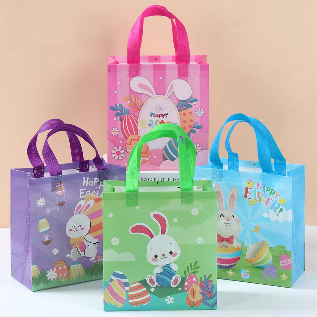 Happy Easter Bunny Waterproof Non-Woven Bag Easter Party Decorations For Home 2026 Kids Favors Supplies Rabbit Candy Gift Bag