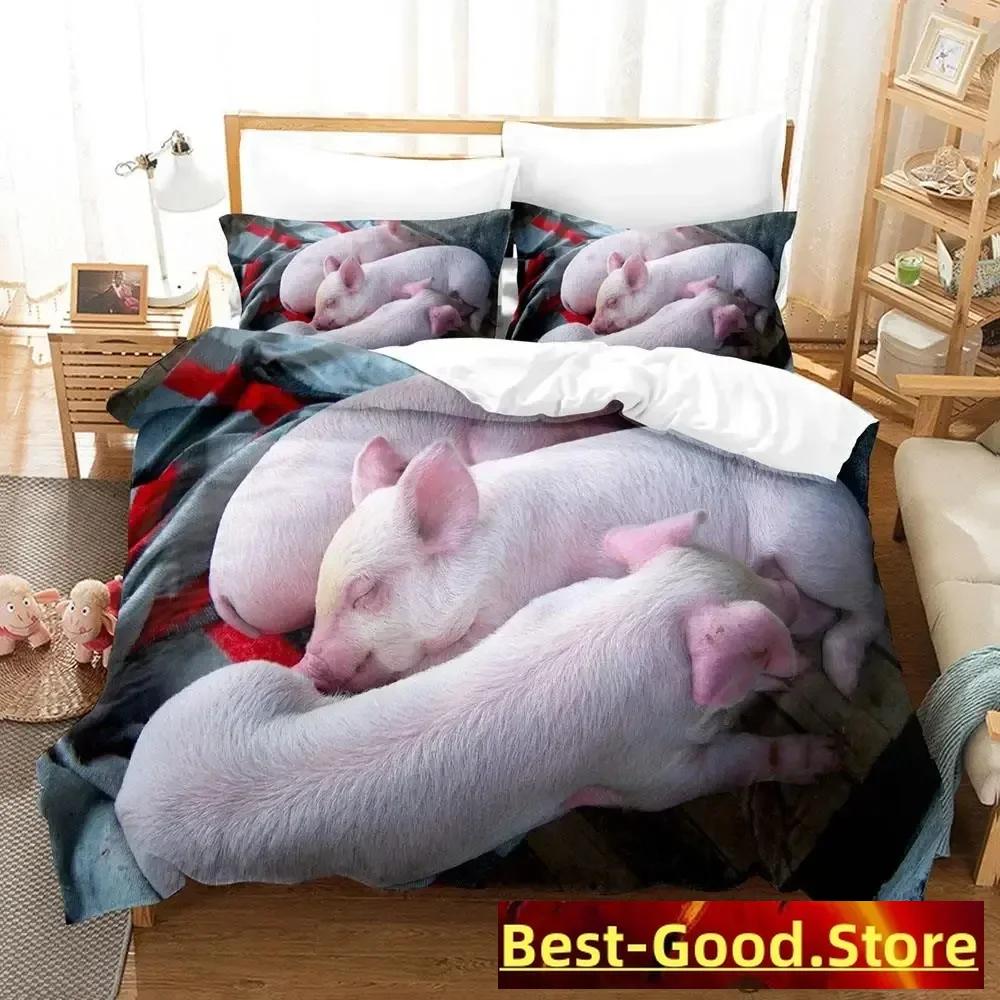 Pink Pig Bedding Set Single Twin Full Queen King Size Bed Set Aldult Kid Bedroom Duvetcover Sets Anime Parure De Lit Bed