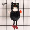 Halloween Plush Witch Doll Hanging with Lanyard, Cute Furry Pom Decoration Ball Ornament for Doors Windows Trees Party Decor Tree