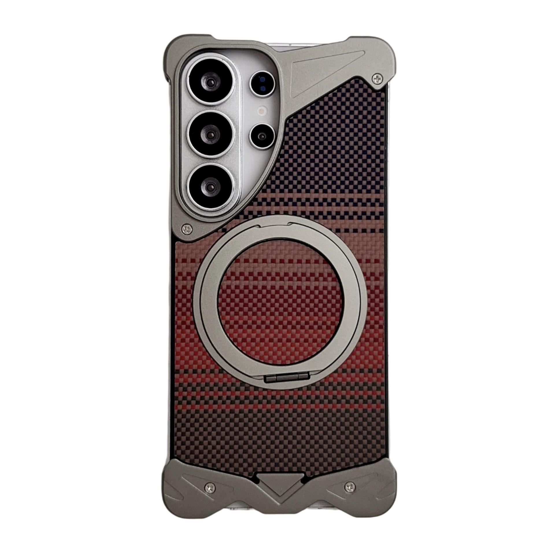

Kevlar Pattern Explosion-Proof Phone Case with Magnetic Carbon Fiber Bracket for S26 Ultra & S25 Ultra s25ultra