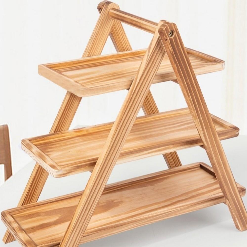 Detachable Design Wooden Serving Tray Three Layer Food Serving Tray  Dessert Party Organizer