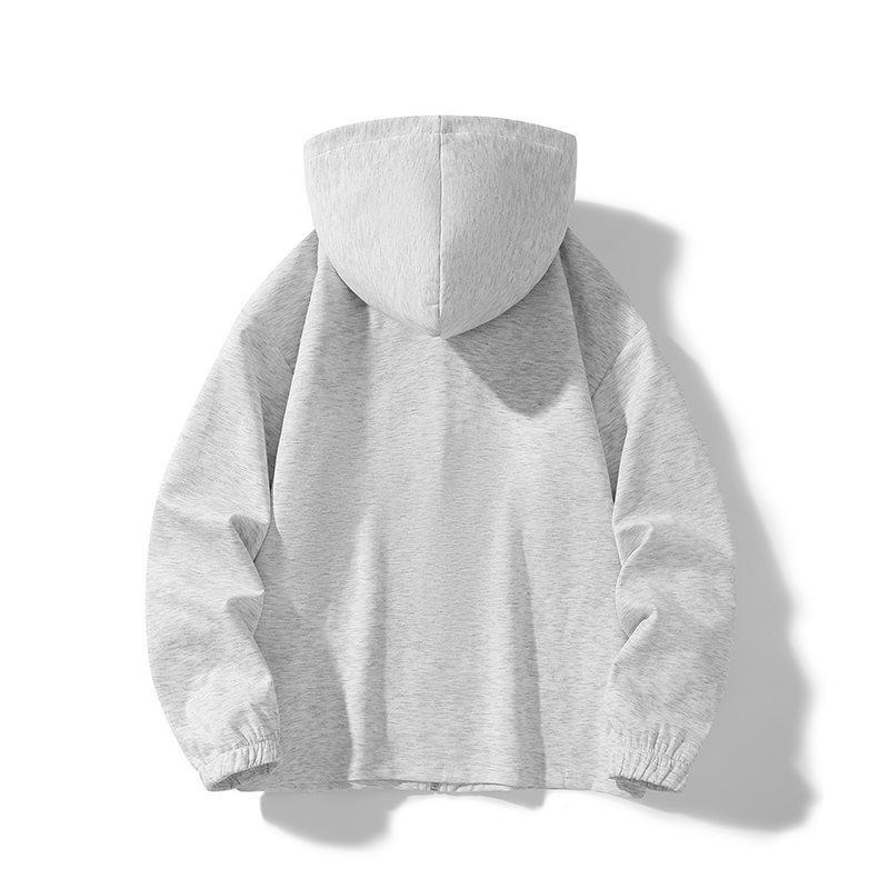 Autumn Winter Unisex Heavyweight Loose Hooded Cardigan - Trendy Solid Color Men's Outerwear