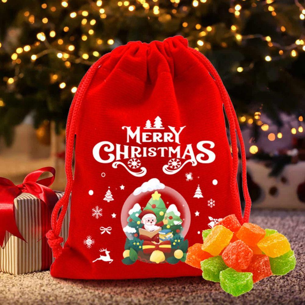 5/10 Stück Kordelzugbeutel Süßigkeiten Snack Geschenktüte Rot Schmuckverpackung Aufbewahrungstasche Für Weihnachten