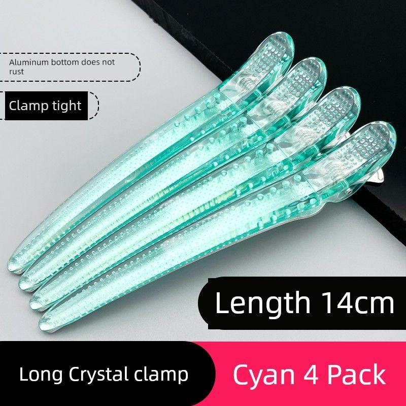 

New Large Hair Clip with Extended Length for Hair Cutting and Sectioning, Crystal Non-Marking Clip, Professional Clip for Hairdressers Extended Crystal Clip [Cyan 4 Pack]