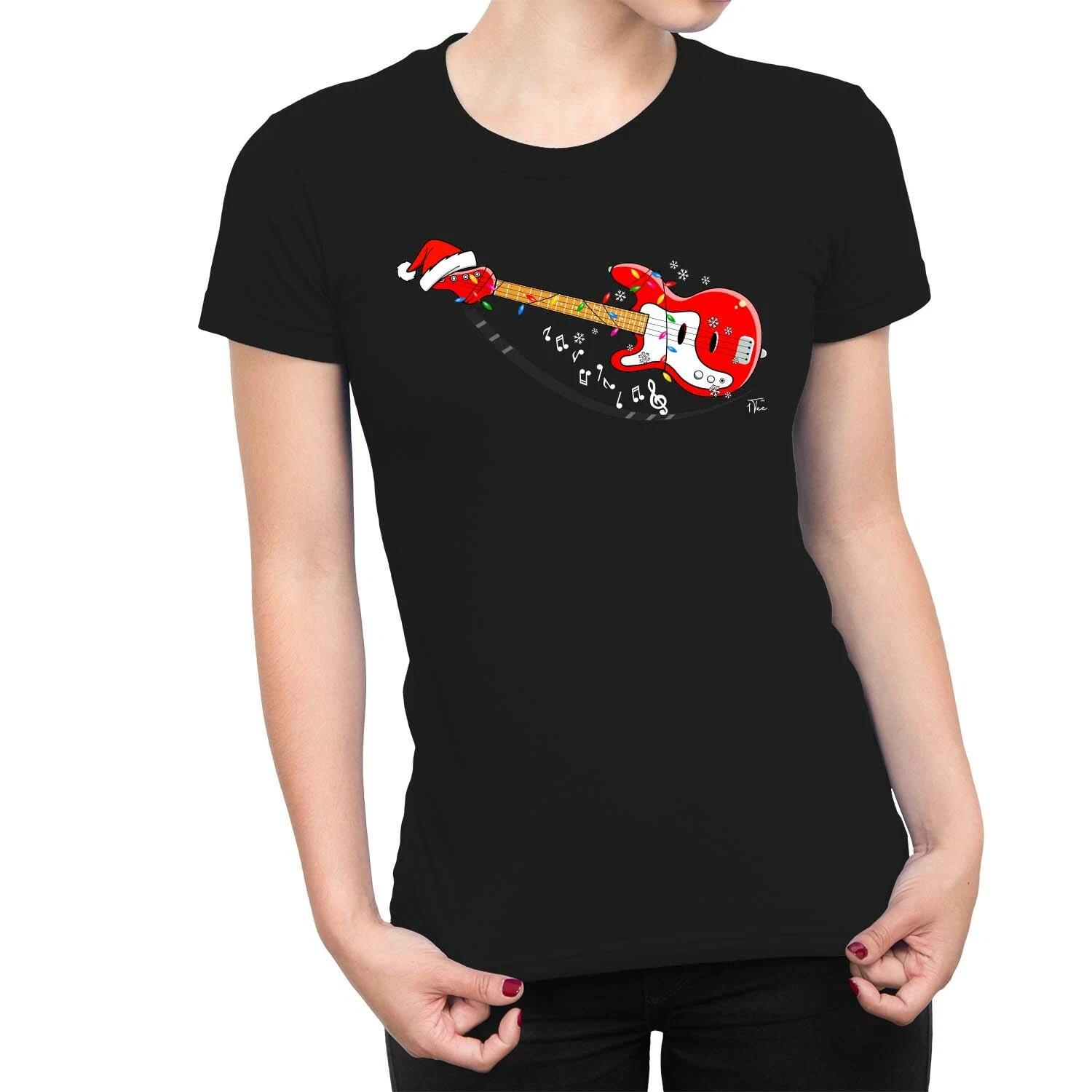 1Tee Womens Christmas Music - Red Guitar T-Shirt XXXXL