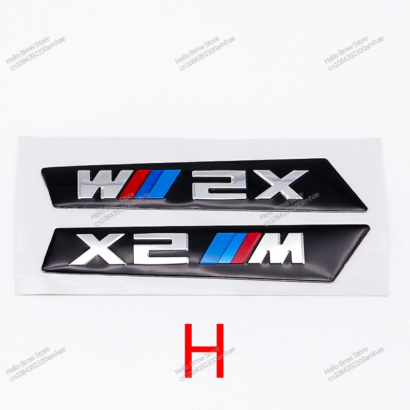 2Pcs Premium Fender Side Badge Emblem for BMW M Power X1 X2 X3 X4 X5 X6 Glossy Black Sticker Logo 6.8cm 8.4cm Car Styling Decor
