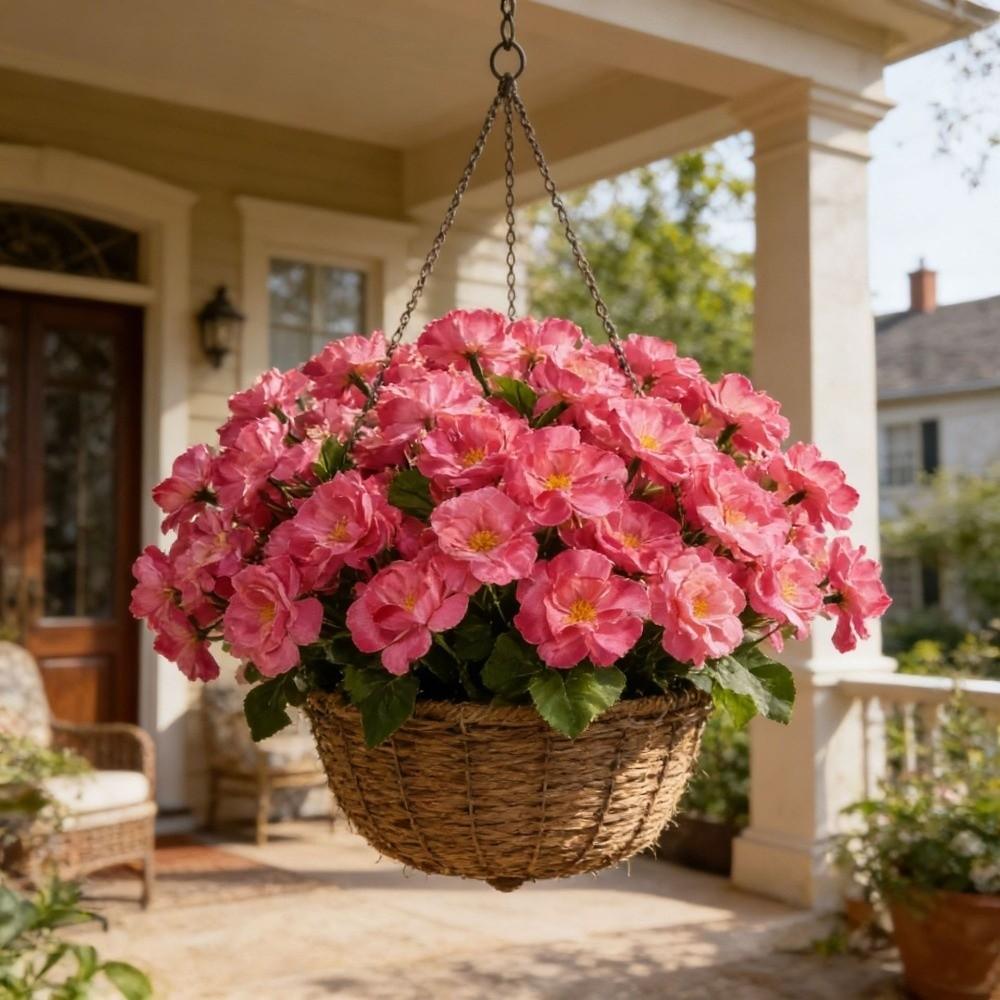 Floral Arrangement Silk Begonia Flower Realistic Simulated Begonia Branch  Christmas Party