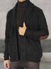 Men's Autumn/Winter Knit Lapel Cardigan with Suede Patchwork