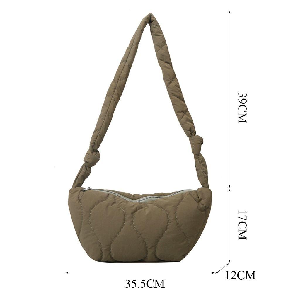 Fashion Solid Color Shoulder Bags Large Capacity Down Cotton Padded Quilted Tote Bag Shopping Bag Women Girls
