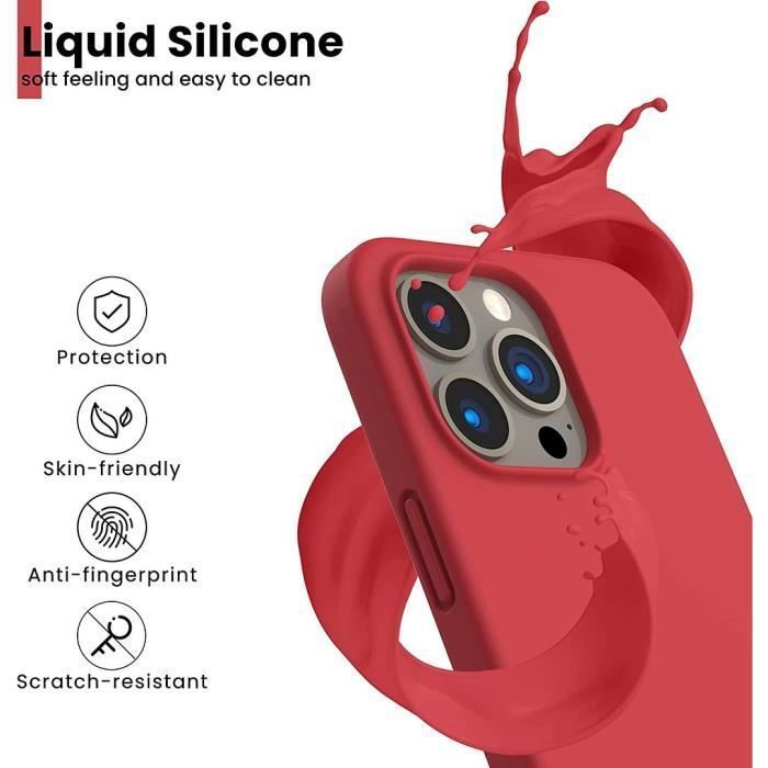 Coque de protection - booling - iphone 16 pro - tpu rouge - antidérapante - 2 verres trempés
