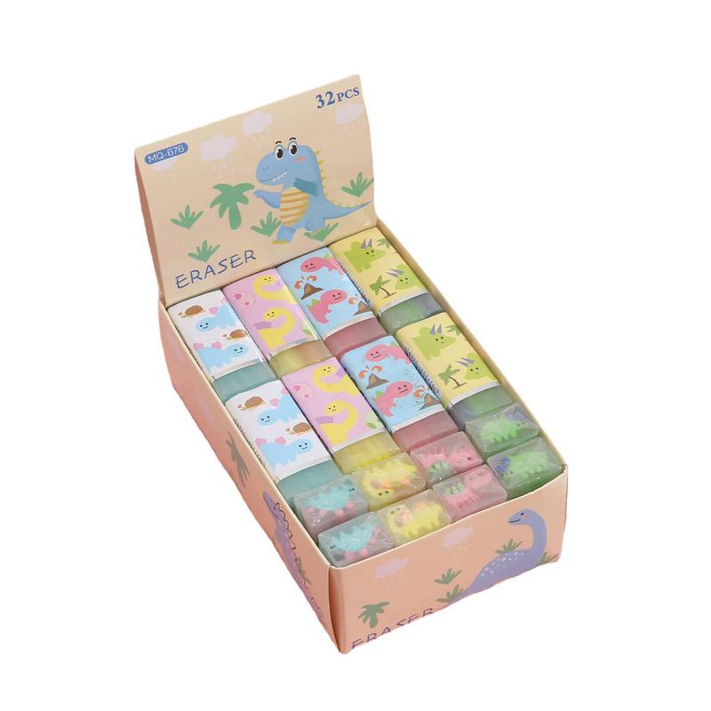 12pcs/set Cute Pencil Eraser Animal Dinosaur Ball Funny Fruit Eraser Desk Pet Eraser School Supplies Prizes Gifts Party Gifts