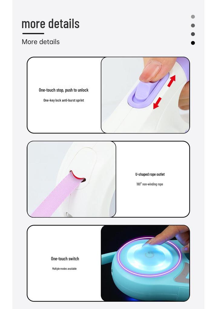 LED Retractable Dog Leash - Tangle-Free, Luminous Rope for Safe Walks.
