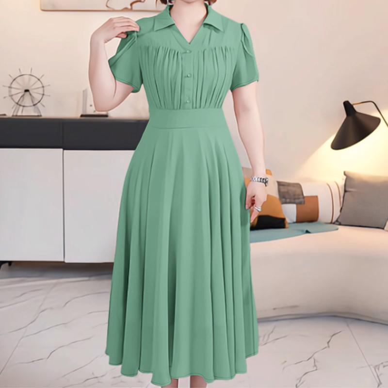 ZANZEA Lässiges Umlegekragen-Sommerkleid mit kurzen Ärmeln für Damen